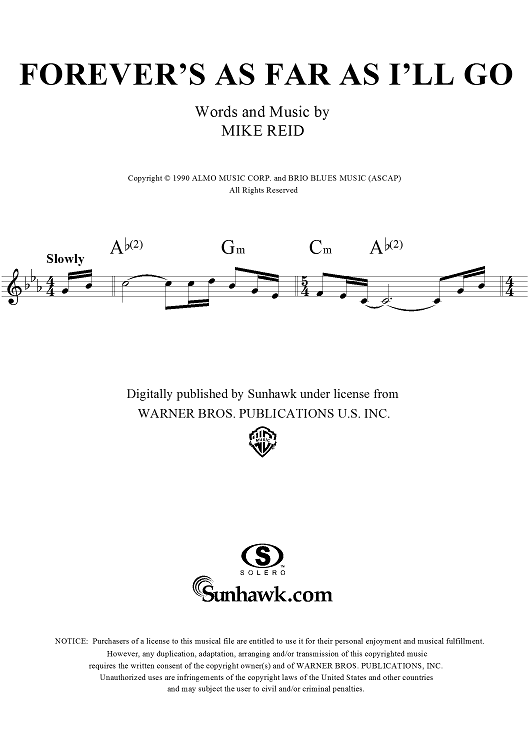 Forever s As Far As I ll Go Sheet Music by Alabama