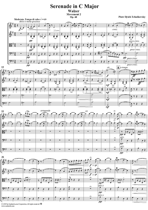 Serenade for String Orchestra in C major (C-dur). Movement II, Valse - Score