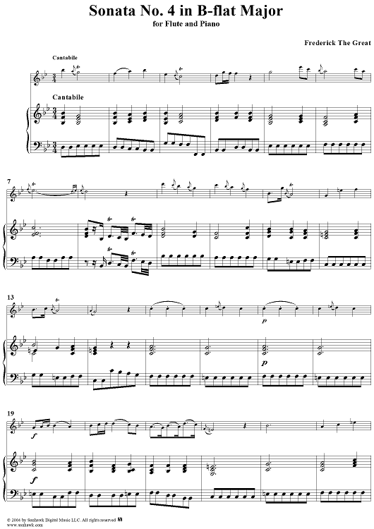 Sonata No. 4 in B-flat Major - Piano/Score