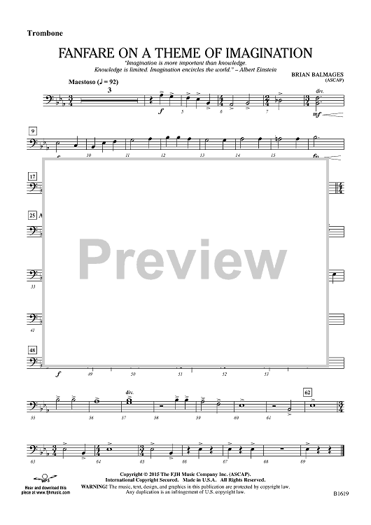 Fanfare on a Theme of Imagination - Trombone