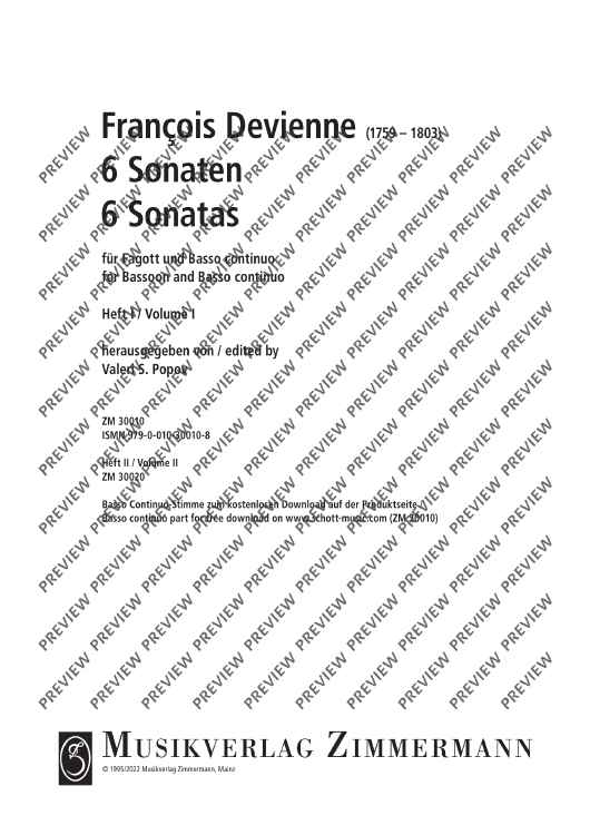 6 Sonatas - Score and Parts