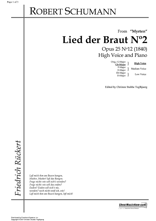 Lied der Braut No. 2 Op.25 No.12