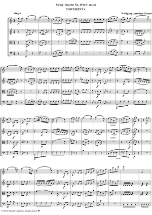 String Quartet No. 19, Movement 4 - Score