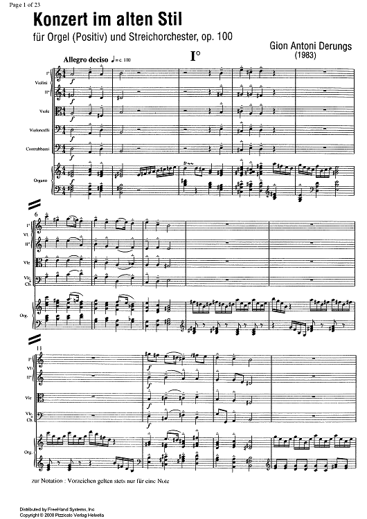 Konzert im alten Stil Op.100 - Score