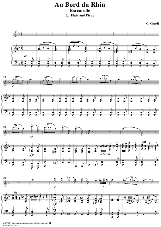 Au Bord du Rhin: Barcarolle - Piano Score