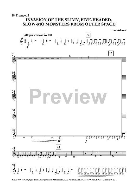 Invasion of the Slimy, Five-Headed, Slow-Mo Monsters from Outer Space - Bb Trumpet 2