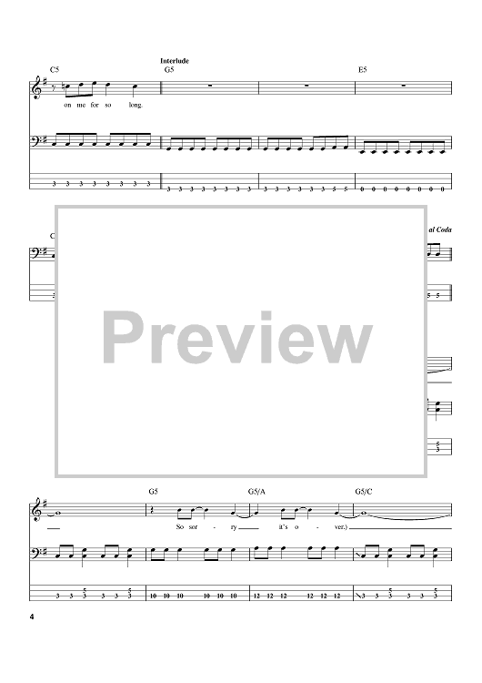 Man Overboard - Bass Tab