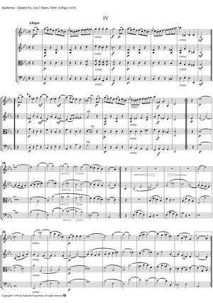 Op. 18, No. 4, Movement 4 - Allegro - Score