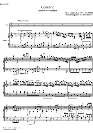 Concerto No. 4 Eb Major KV495 - Score