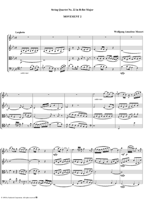 String Quartet No. 22, Movement 2 - Score