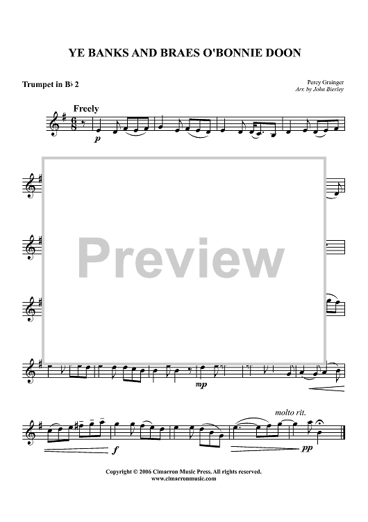 Ye Banks and Braes O'Bonnie Doon - Trumpet 2 in B-flat