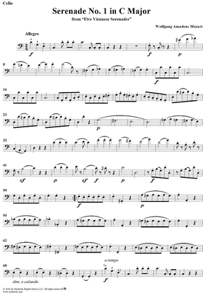 Serenade No. 1 in C Major from "Five Viennese Serenades" - Cello