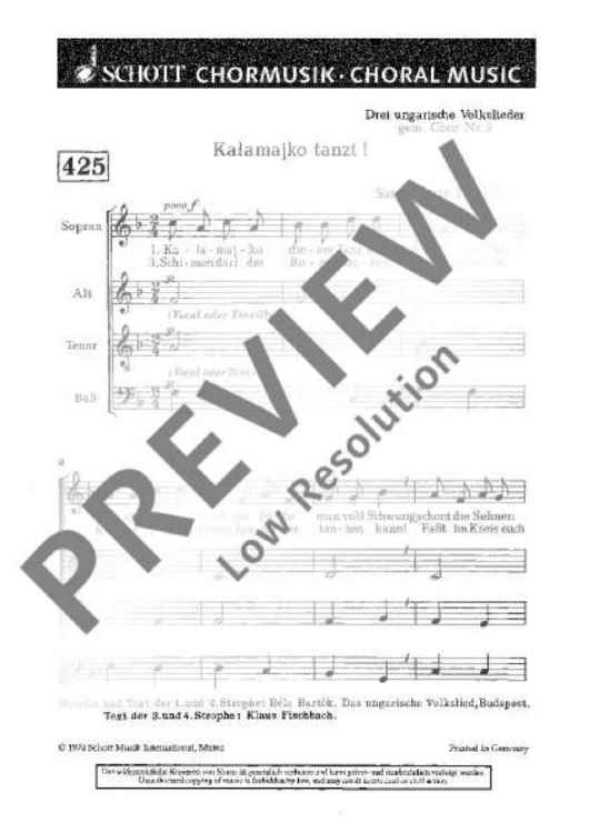 Drei ungarische Volkslieder - Choral Score