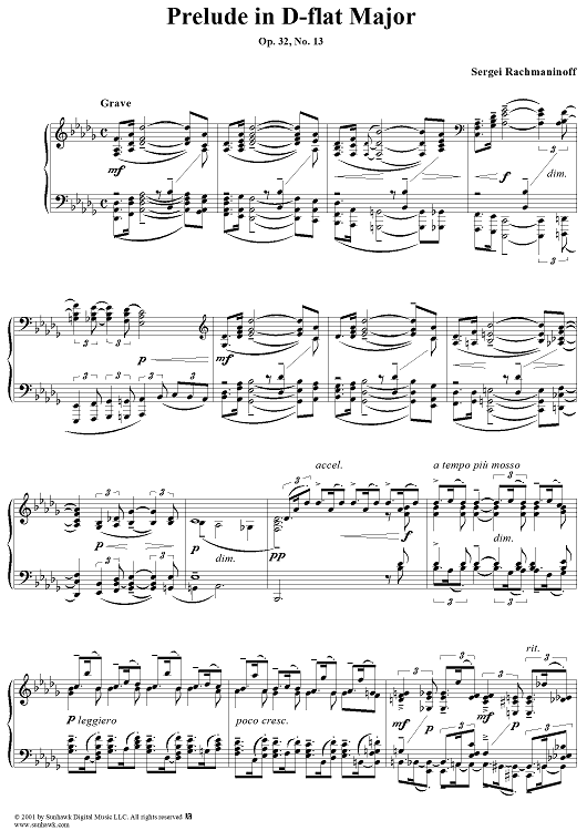 Prelude in D-flat major, Op. 32, No. 13