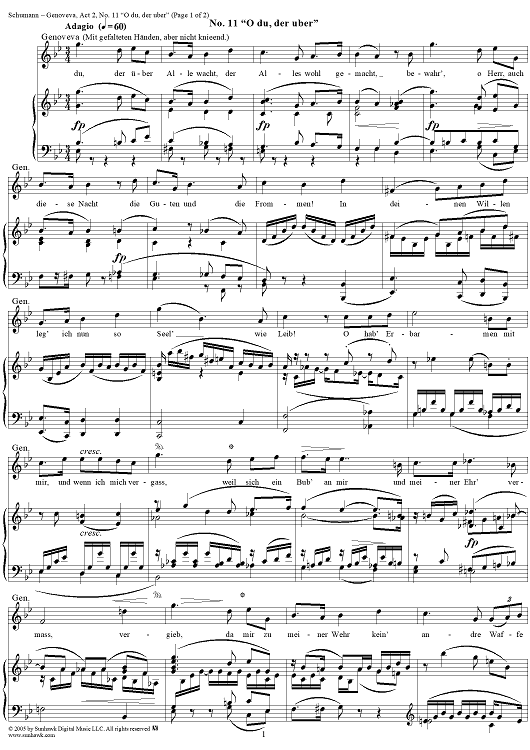 Genoveva, Op. 81, Act 2, No. 11: "O du, der über" - Score