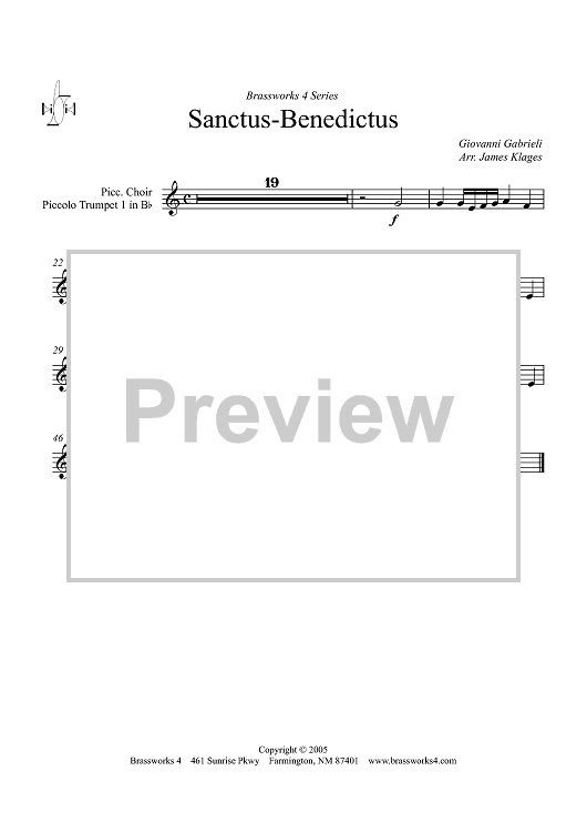 Sanctus-Benedictus - Piccolo Choir, Picc Tpt 1