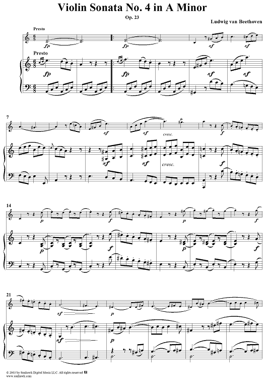 Violin Sonata No. 4 - Piano Score