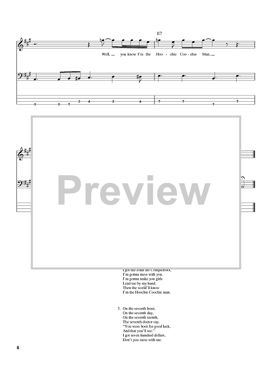 I M Your Hoochie Coochie Man Sheet Music By Muddy Waters Willie Dixon Jimi Hendrix For Bass