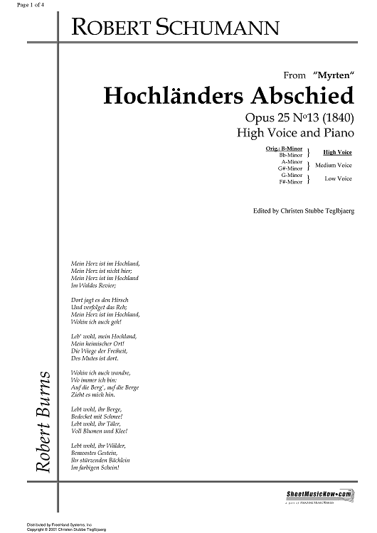 Hochländers Abschied Op.25 No.13