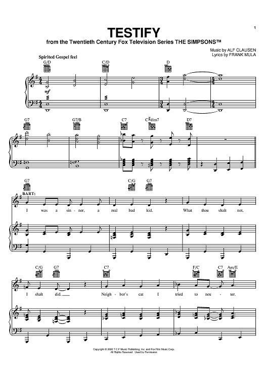 Testifyu0026quot; Sheet Music for Piano/Vocal/Chords - Sheet Music Now