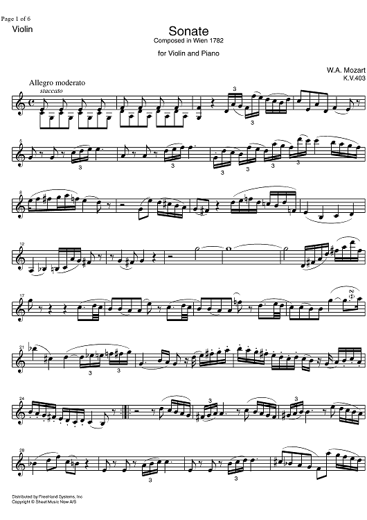 Sonata No.30 C Major KV403 - Violin