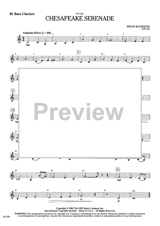 Chesapeake Serenade - Bb Bass Clarinet