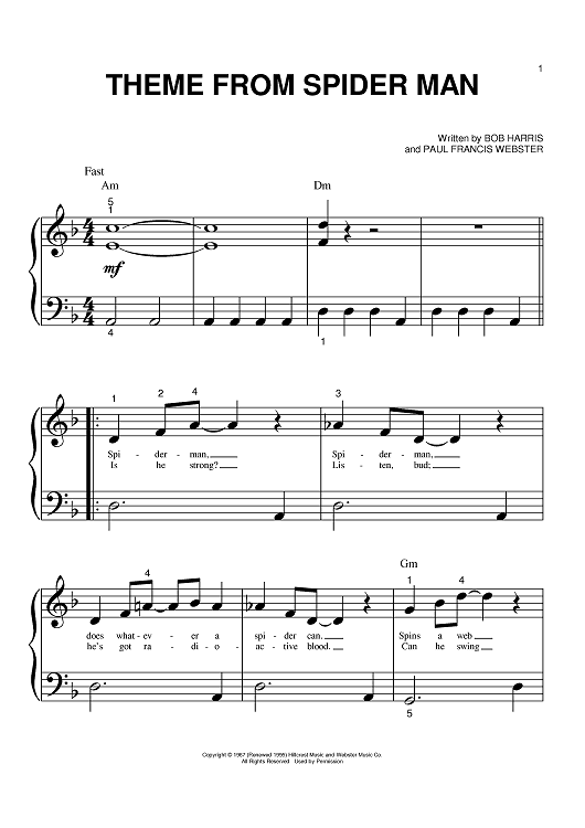 Spiderman Theme (Easy Version) Sheet music for Piano (Piano Duo)