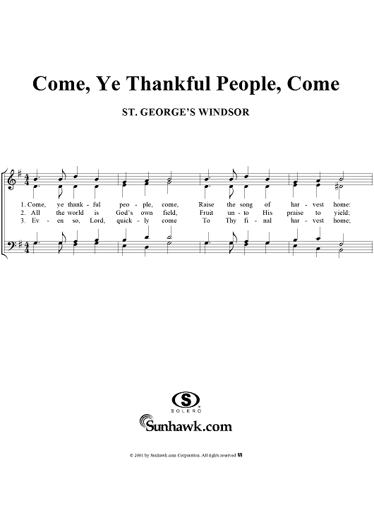 Come, Ye Thankful People, Come