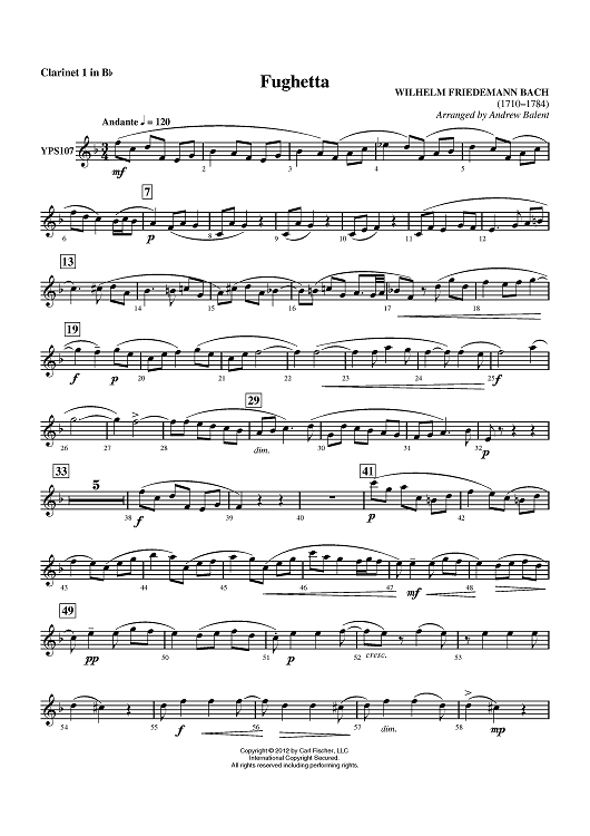 Fughetta - Clarinet 1 in Bb