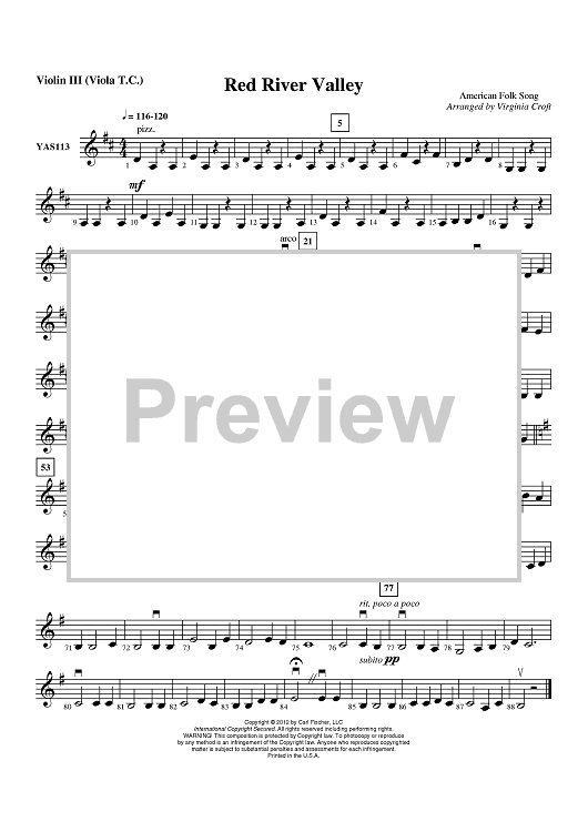 Red River Valley - Violin 3 (Viola T.C.)