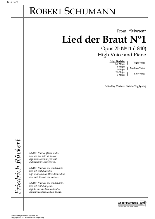 Lied der Braut No. 1 Op.25 No.11