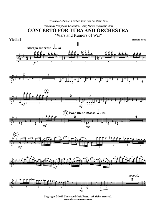 Concerto For Tuba - Violin 1