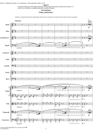 Introduzione: Piano, pianissimo, No. 2a from "Il Barbiere di Siviglia" - Full Score