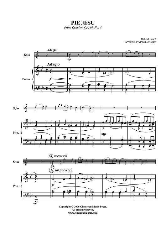 Pie Jesu from Requiem, Op. 48, No. 4 - Piano Score