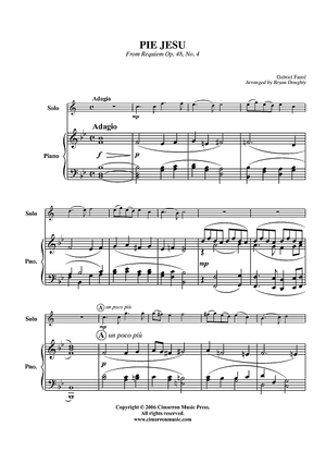 Pie Jesu from Requiem, Op. 48, No. 4 - Piano Score