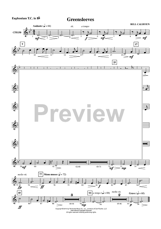 Greensleeves - Euphonium TC in Bb