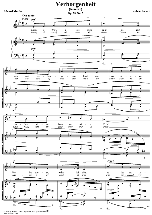 Six Songs, op. 28, no. 5: Reserve  (Verborgenheit)