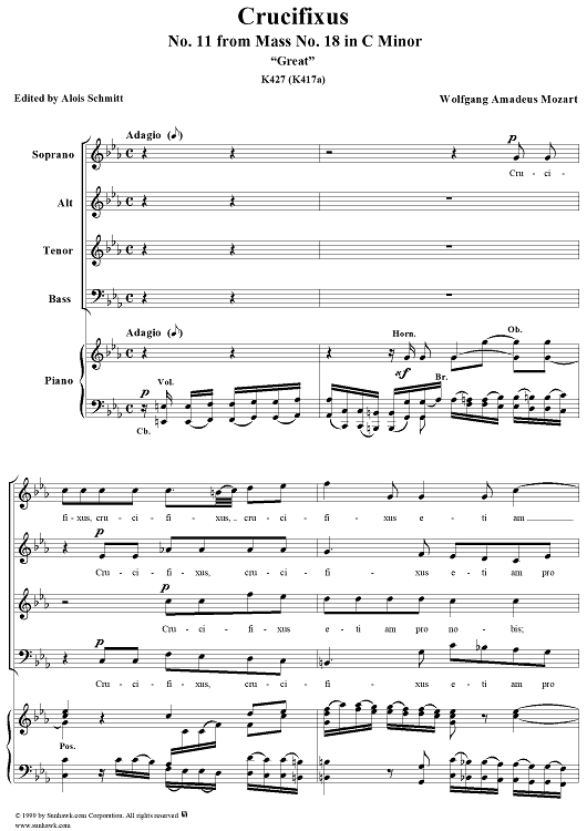 Crucifixus - No. 11 from Mass no. 18 in C minor ("Great")   - K427 (K417a)