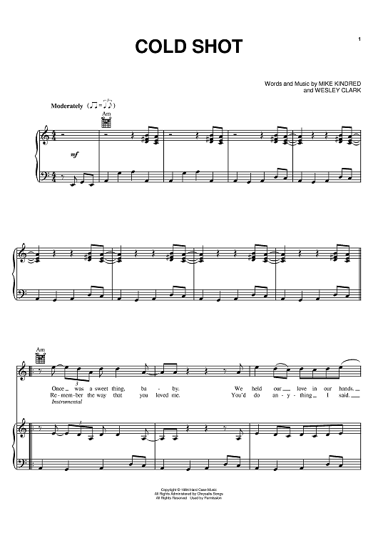 Cold Shot Sheet Music, Stevie Ray Vaughan