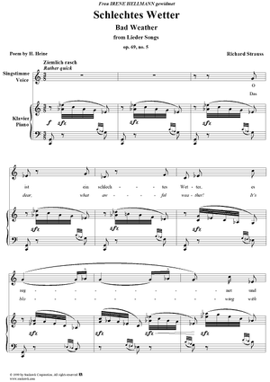 5 kleine Lieder, Op. 69:  No. 5, Schlechtes Wetter