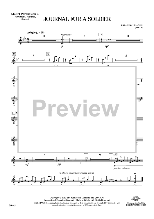 Journal For A  Soldier - Mallet Percussion 2