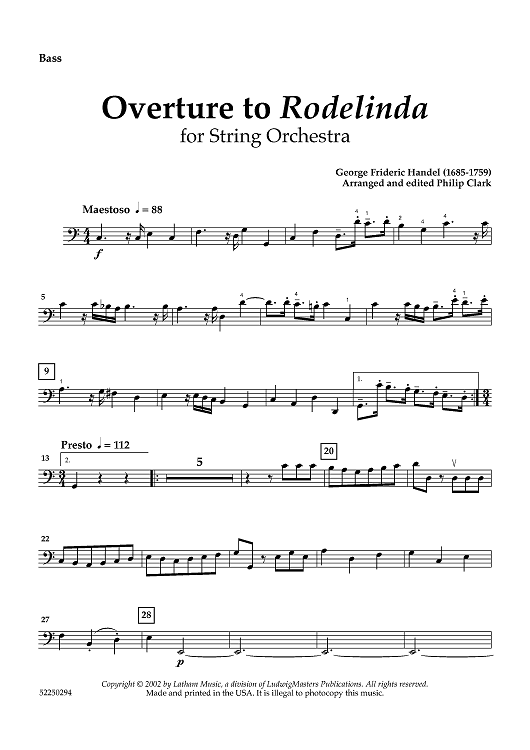 Overture to Rodelinda - Bass