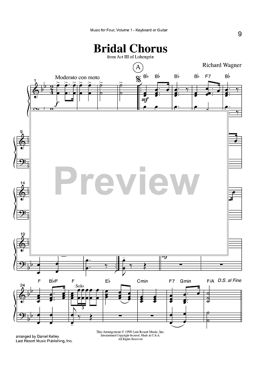 Bridal Chorus - from Act III of Lohengrin - Keyboard or Guitar