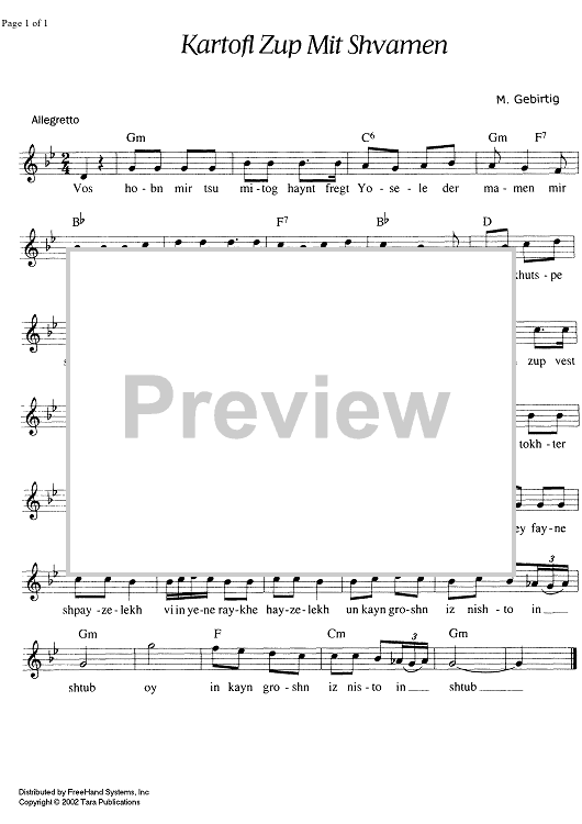 Kartofl Zup Mit Shvamen - Score