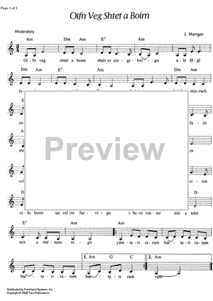 Oifn Veg Shtet a Boim - Score