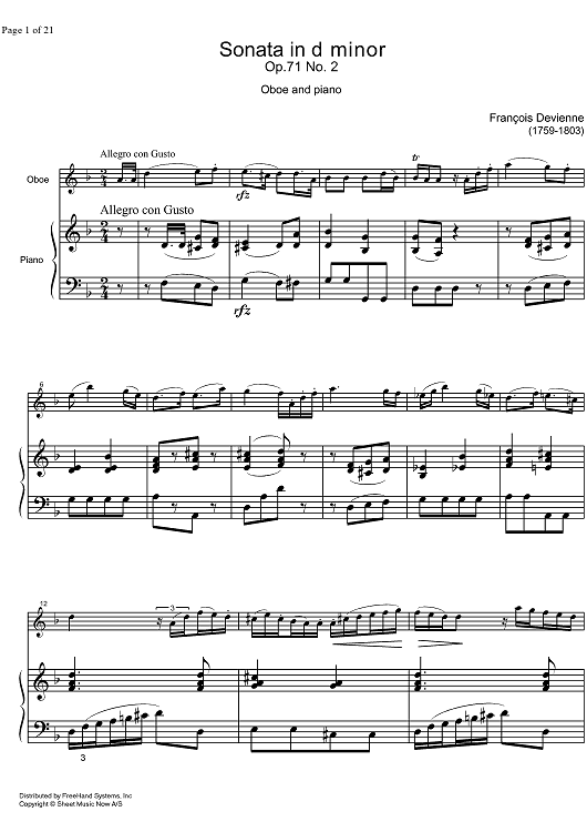 Sonata d minor Op.71 No. 2 - Score