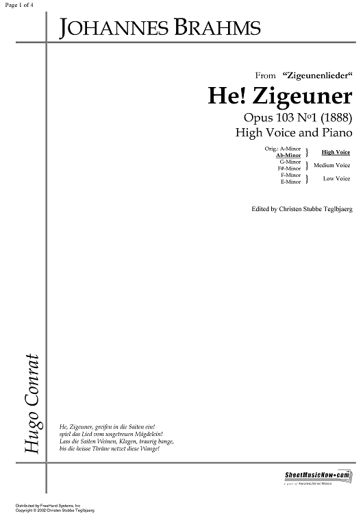 He! Zigeuner Op.103 No. 1