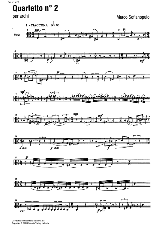 Quartetto No. 2 - Viola