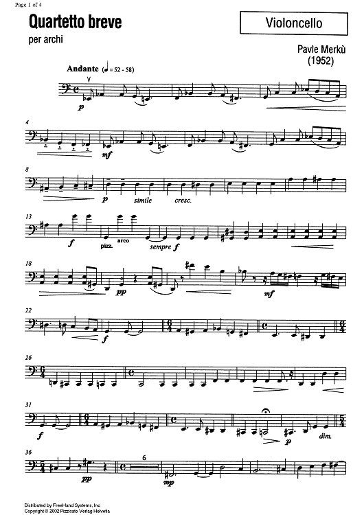 Quartetto breve (Short quartet) - Cello