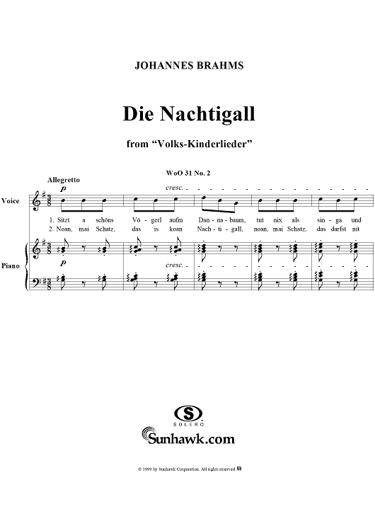 Die Nachtigall - No. 2 from "Volks-Kinderlieder"  WoO 31